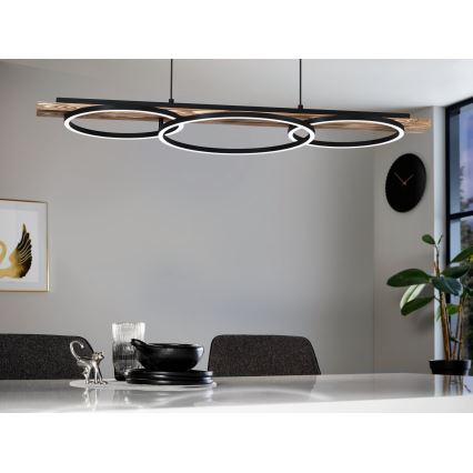 Eglo - LED dimmbare Pendelleuchte mit Seilabhängung 2xLED/12,5W/230V+LED/15,5W 3000K braun/schwarz