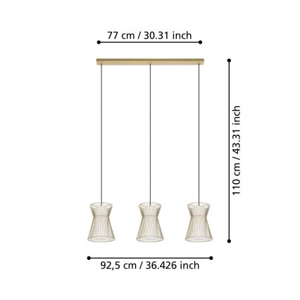 Eglo  - Kronleuchter an einer Schnur 3xE27/40W/230V gold