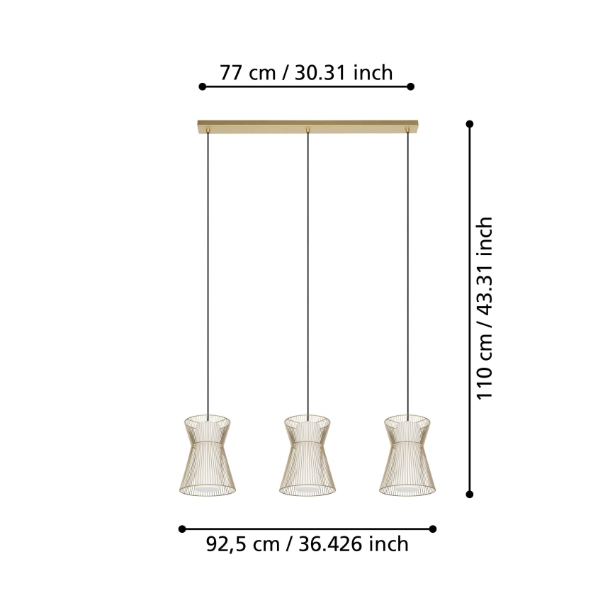 Eglo  - Kronleuchter an einer Schnur 3xE27/40W/230V gold