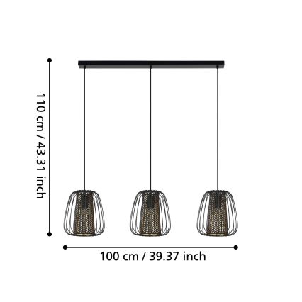 Eglo - Kronleuchter an einer Schnur 3xE27/40W/230V