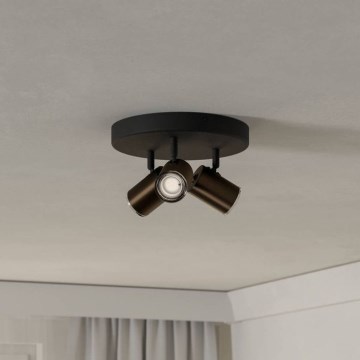 Eglo - Badezimmer-Spotleuchte 3xGU10/5W/230V IP44 schwarz/braun