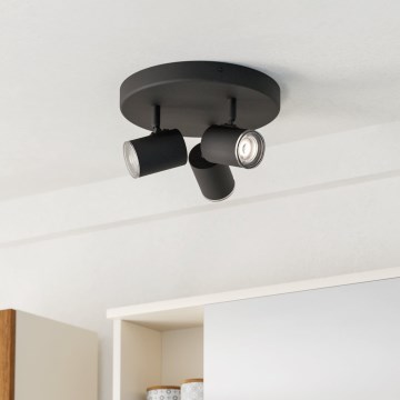 Eglo - Badezimmer-Spotleuchte 3xGU10/5W/230V Ø 25 cm IP44 schwarz