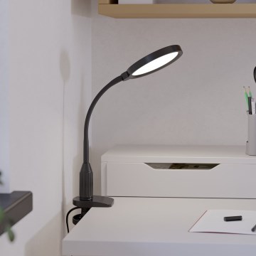 Eglo - Dimmbare, flexible LED-Klemmleuchte, 5,5 W, 230 V, 2700/4000/6500 K, schwarz