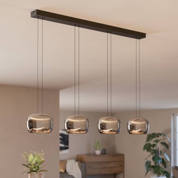 Eglo - Dimmbare LED-Pendelleuchte mit Seilabhängung 4xLED/5,8W/230V schwarz/rauchfarben