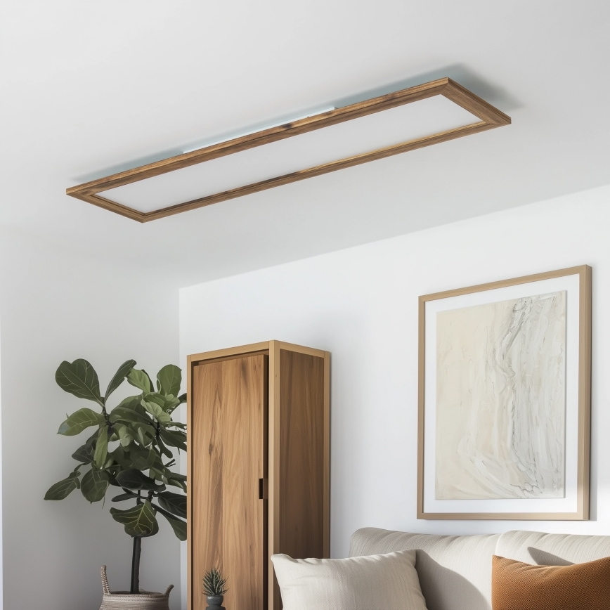 Eglo - Dimmbares Anbau-/Einbaupanel (LED RGBW) SALOBRENA-C WOOD LED/34W/230V 2700-6500K 34x124 cm braun + Fernbedienung