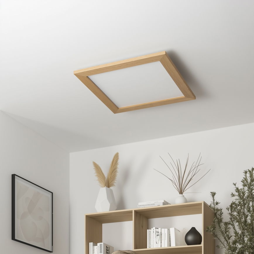 Eglo - Dimmbares LED-Anbaupanel POZZALLO WOOD LED/21W/230V 2700-6500K 49,5x49,5 cm braun + Fernbedienung