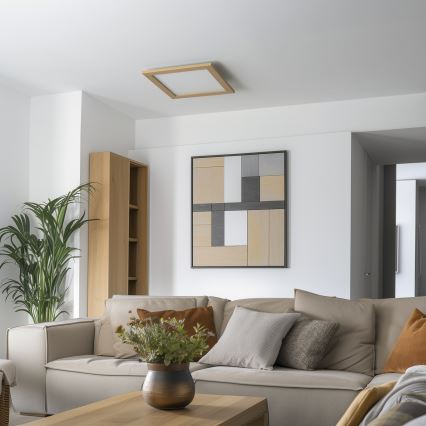 Eglo - Dimmbares LED-Anbaupanel POZZALLO WOOD LED/21W/230V 2700-6500K 49,5x49,5 cm braun + Fernbedienung