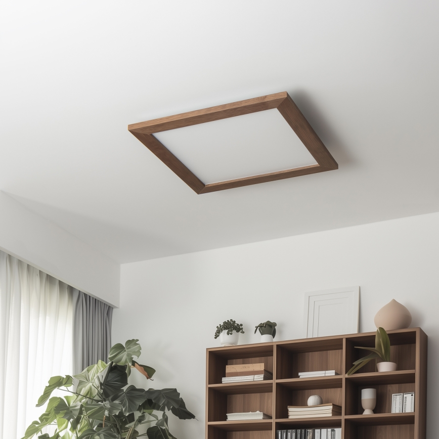Eglo - Dimmbares LED-Anbaupanel POZZALLO WOOD LED/21W/230V 2700-6500K 49,5x49,5 cm dunkelbraun + Fernbedienung