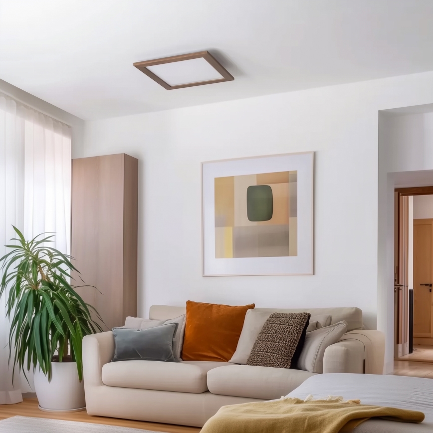 Eglo - Dimmbares LED-Anbaupanel POZZALLO WOOD LED/21W/230V 2700-6500K 49,5x49,5 cm dunkelbraun + Fernbedienung