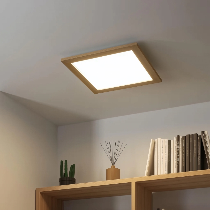 Eglo - Dimmbares LED-Anbaupanel POZZALLO WOOD LED/21W/230V 2700-6500K 49,5x49,5 cm braun + Fernbedienung