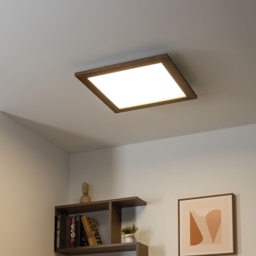 Eglo - Dimmbares LED-Anbaupanel POZZALLO WOOD LED/21W/230V 2700-6500K 49,5x49,5 cm dunkelbraun + Fernbedienung