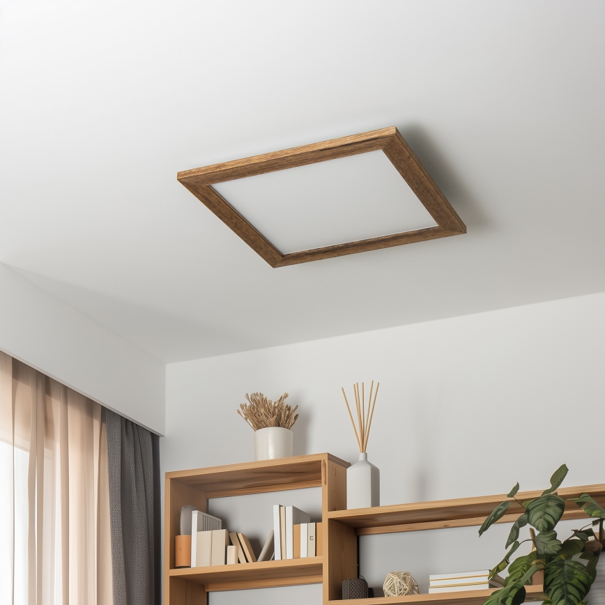 Eglo - Dimmbares LED-Anbaupanel SALOBRENA 2 WOOD LED/25W/230V 4000K 49,5x49,5 cm braun