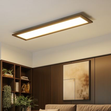 Eglo - Dimmbares LED-RGBW-Panel SALOBRENA-C WOOD LED/31W/230V 2700-6500K 34x124 cm dunkelbraun + Fernbedienung