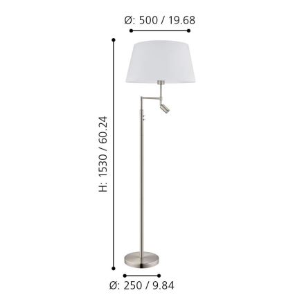 Eglo/Edi Light - LED-Stehlampe SANTANDER 1xE27/11W/230V + LED/2,3W Chrom