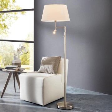 Eglo/Edi Light - LED Stehleuchte SANTANDER 1xE27/11W/230V + LED/2,3W mattchrom
