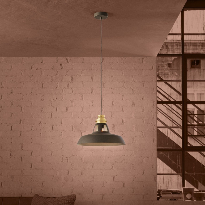 Eglo - Hängeleuchte 1xE27/40W/230V schwarz/golden