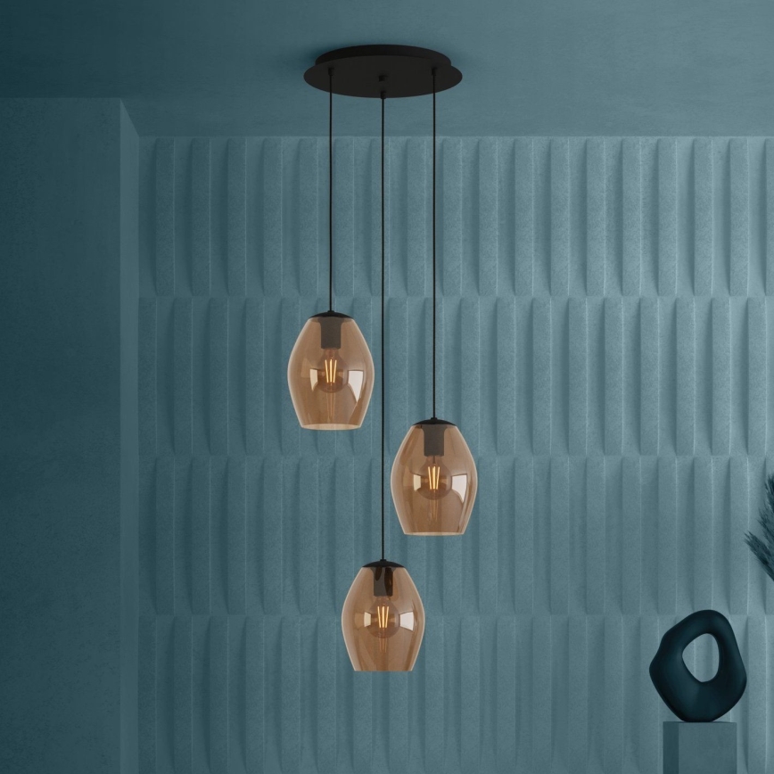 Eglo - Hängeleuchte 3xE27/40W/230V braun