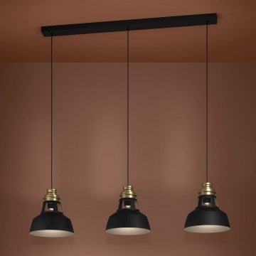 Eglo - Hängeleuchte 3xE27/40W/230V schwarz/golden