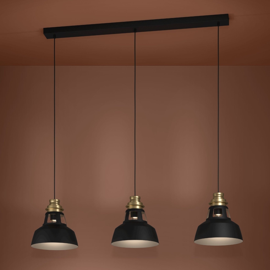 Eglo - Hängeleuchte 3xE27/40W/230V schwarz/golden