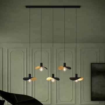 Eglo - Hängeleuchte 5xE27/40W/230V schwarz/golden