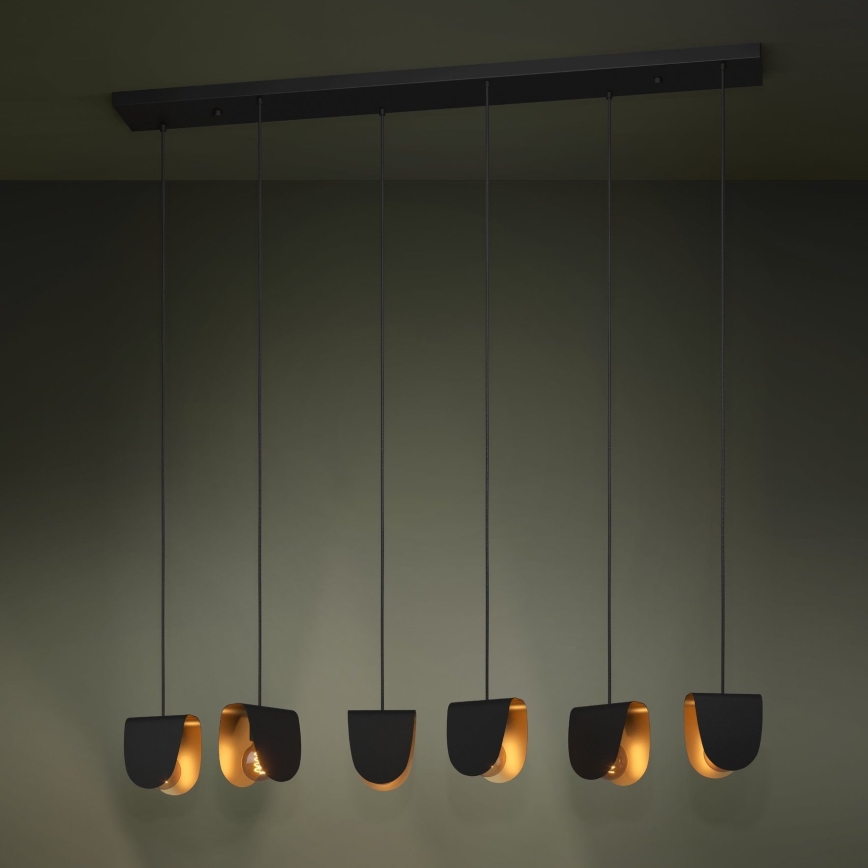 Eglo - Hängeleuchte 6xE27/40W/230V schwarz/golden