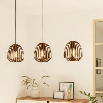 Eglo - Hängeleuchte mit Drahtseilabhängung, 3x E27/40W/230V, Bronze