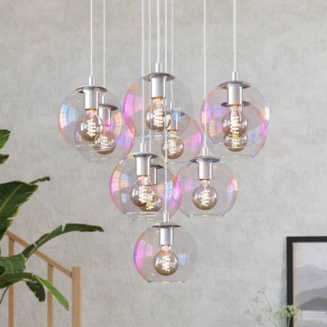 Eglo - Hängeleuchte mit Kabel 10xE27/60W/230V glänzender Chrom/klares Glas