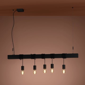 Eglo - Hängeleuchte TOWNSHEND 5xE27/40W/230V schwarz