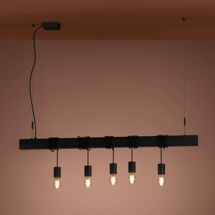 Eglo - Hängeleuchte TOWNSHEND 5xE27/40W/230V schwarz