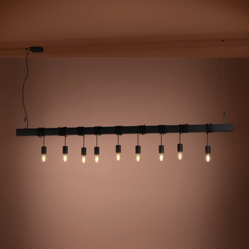 Eglo - Hängeleuchte TOWNSHEND 9xE27/40W/230V schwarz