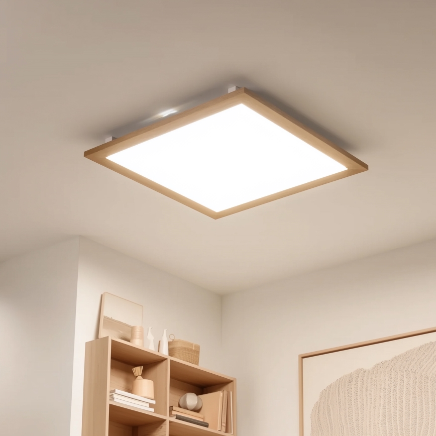 Eglo - LED-Aufputzpanel SALOBRENA WOOD LED/31W/230V 64x64 cm braun