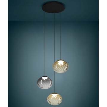 Eglo - LED dimmbare Pendelleuchte an Seil 3xLED/5,8W/230V 2200-6500K schwarz/beige/rauchfarben + Fernbedienung