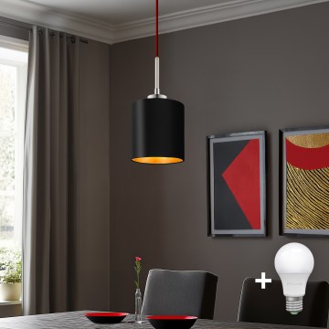Eglo - LED Hängeleuchte an Kabel TUNJA 1xE27/60W/230V schwarz
