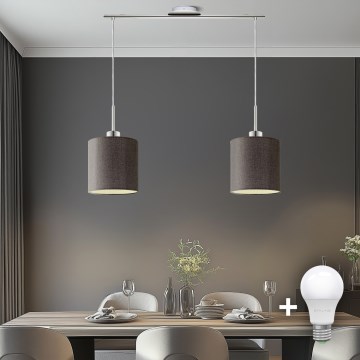 Eglo - LED Hängeleuchte an Kabel TUNJA 2xE27/60W/230V braun