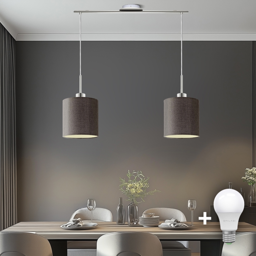 Eglo - LED Hängeleuchte an Kabel TUNJA 2xE27/60W/230V braun