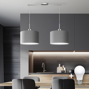Eglo - LED Hängeleuchte an Kabel TUNJA 2xE27/60W/230V grau