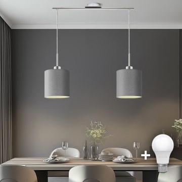 Eglo - LED Hängeleuchte an Kabel TUNJA 2xE27/60W/230V grau