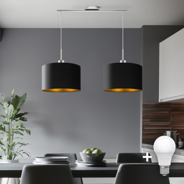 Eglo - LED Hängeleuchte an Kabel TUNJA 2xE27/60W/230V schwarz