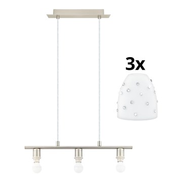 Eglo - LED Hängeleuchte an Seil MY CHOICE 3xE14/4W/230V mattchrom/weiß