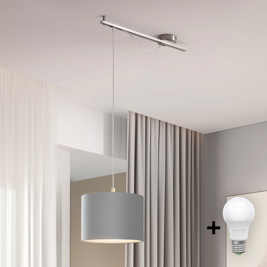 Eglo - LED Hängeleuchte CALCENA 1xE27/60W/230V Chrom/Grau