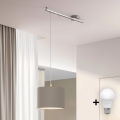 Eglo - LED Hängeleuchte CALCENA 1xE27/60W/230V Chrom/Taupe, Seilaufhängung