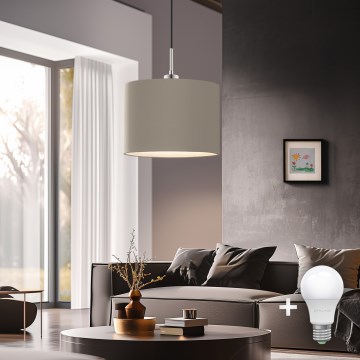 Eglo - LED  Hängeleuchte mit Kabelabhängung TUNJA 1xE27/60W/230V taupe