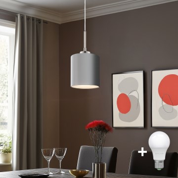 Eglo - LED-Hängeleuchte mit Kabelaufhängung TUNJA 1xE27/60W/230V grau