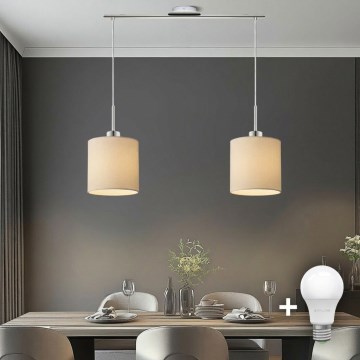 Eglo - LED-Hängeleuchte mit Kabelaufhängung TUNJA 2xE27/60W/230V cremefarben