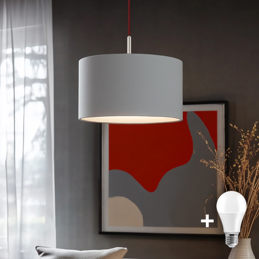 Eglo - LED-Hängeleuchte TUNJA 1xE27/60W/230V grau