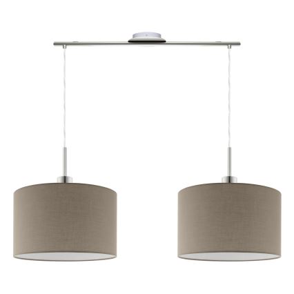 Eglo - LED Hängeleuchte an Seil TUNJA 2xE27/60W/230V Taupe