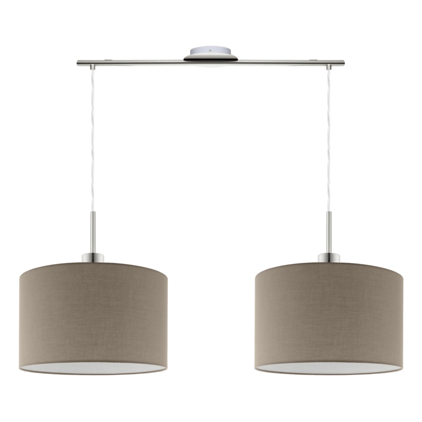 Eglo - LED Hängeleuchte an Seil TUNJA 2xE27/60W/230V Taupe