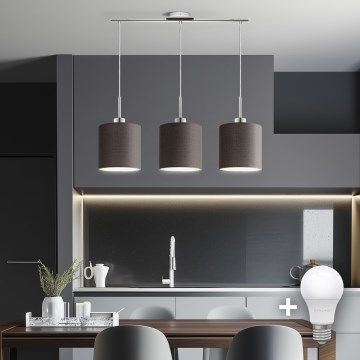Eglo - LED-Hängeleuchte TUNJA 3xE27/60W/230V braun
