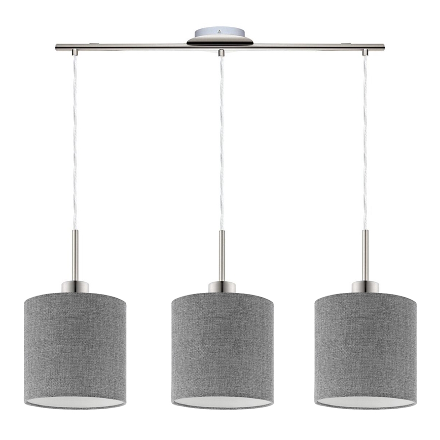 Eglo - LED-Hängeleuchte TUNJA 3xE27/60W/230V grau