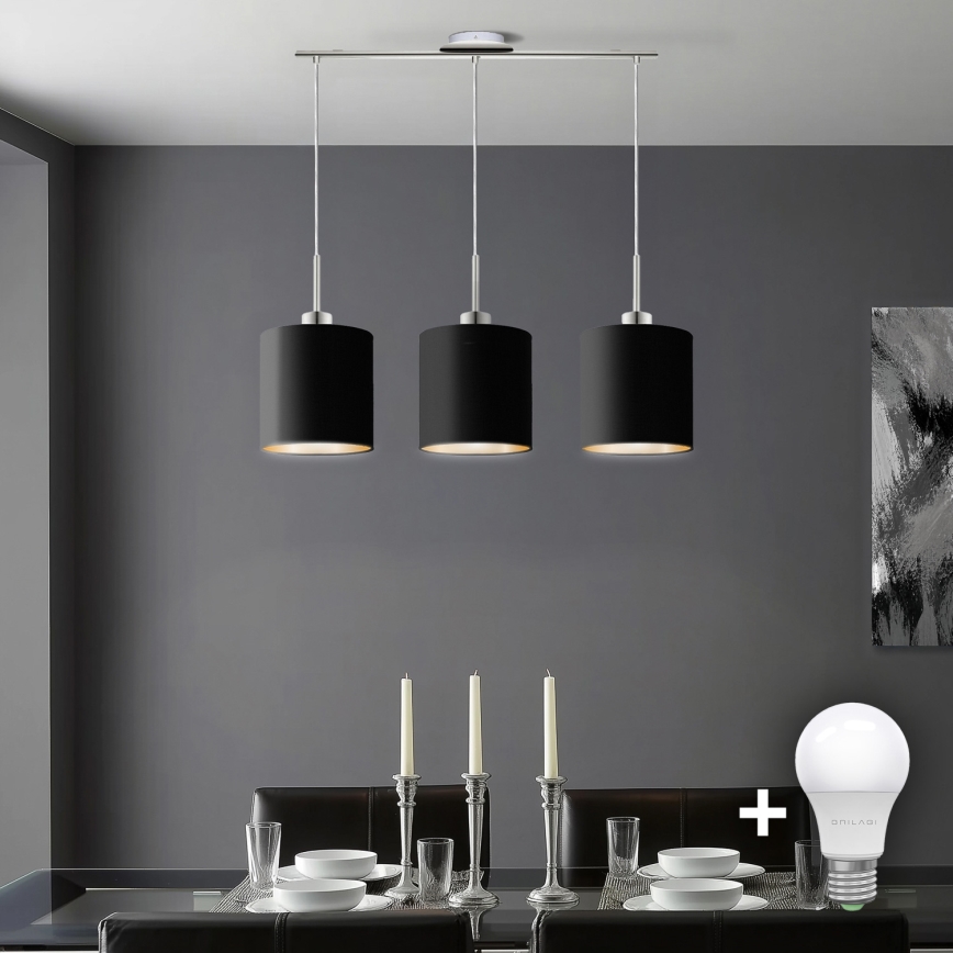 Eglo - LED-Hängeleuchte TUNJA 3xE27/60W/230V schwarz
